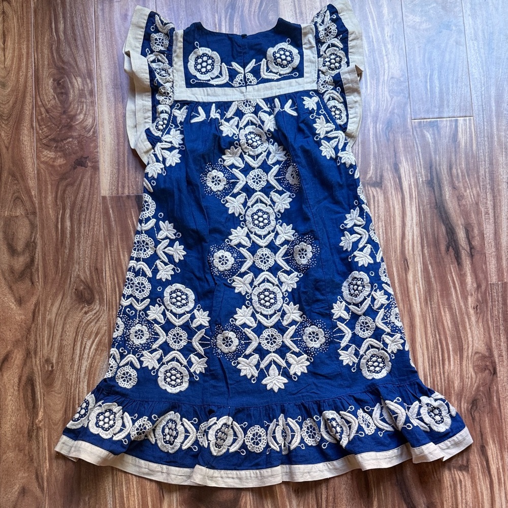 Sea NY Embroidered Indigo Blue Manuela Tunic Mini Dress M - Picture 7 of 13
